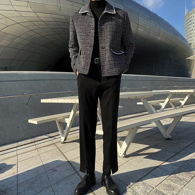 Пиджак короткий мужской/женский винтажный повседневный уличный костюм куртка в