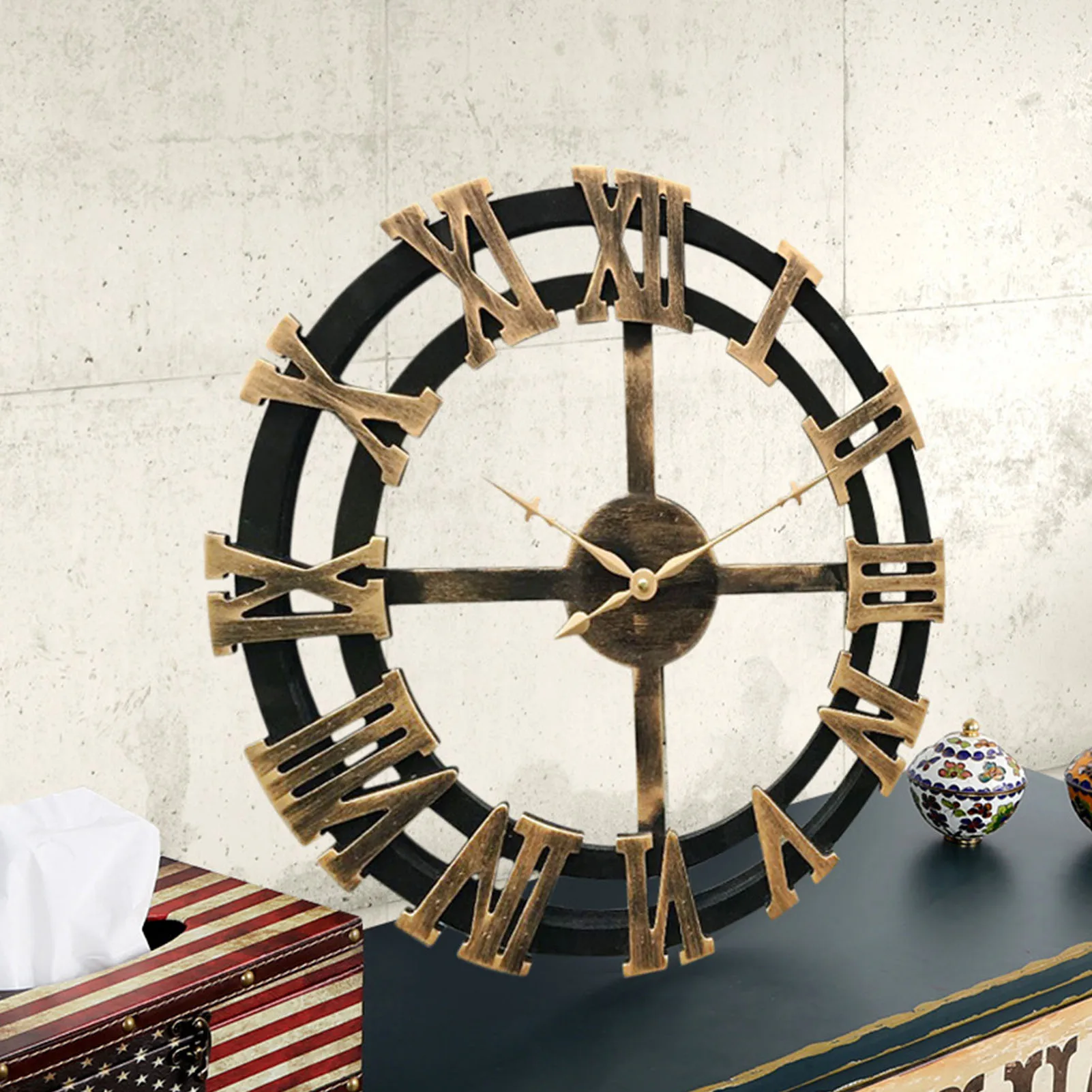 

Wooden Gear Movement Retro Wall Clock Home Decor In The Living Room Study Office And Other Scenes 15.75 Inch