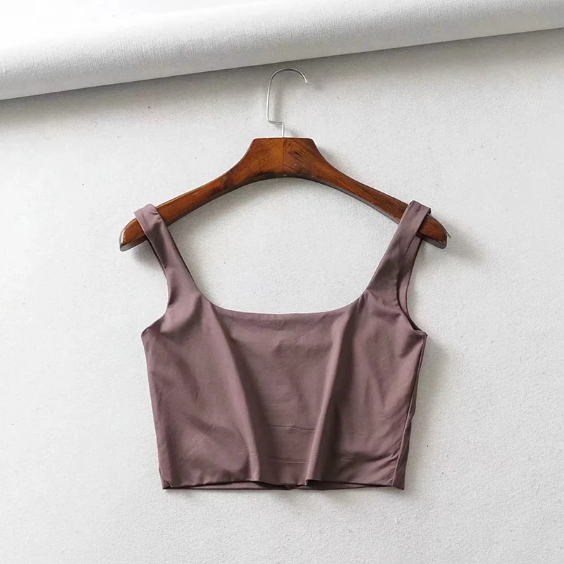 

GAOKE 2020 Summer Women Sexy Sleeveless Tops Fashion Short Square Collar Tank Tops 4 Colors Hot Sale