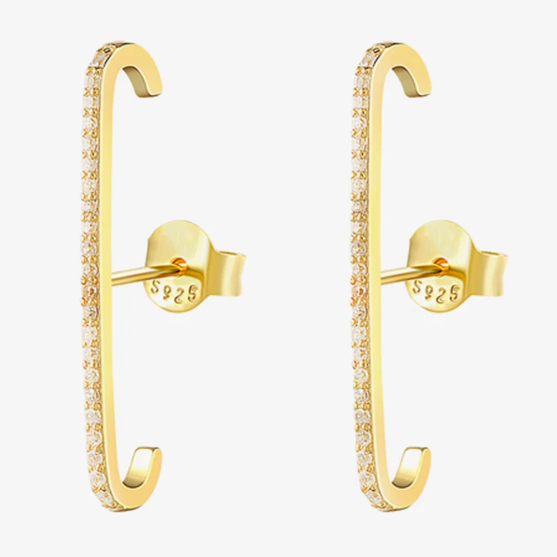

Viny Silver 925 Jewelry Earrings For Women Single Row Of Diamonds Stud Earrings Gold/Silver Jewelry 2021 Trend Kolczyki Damskie