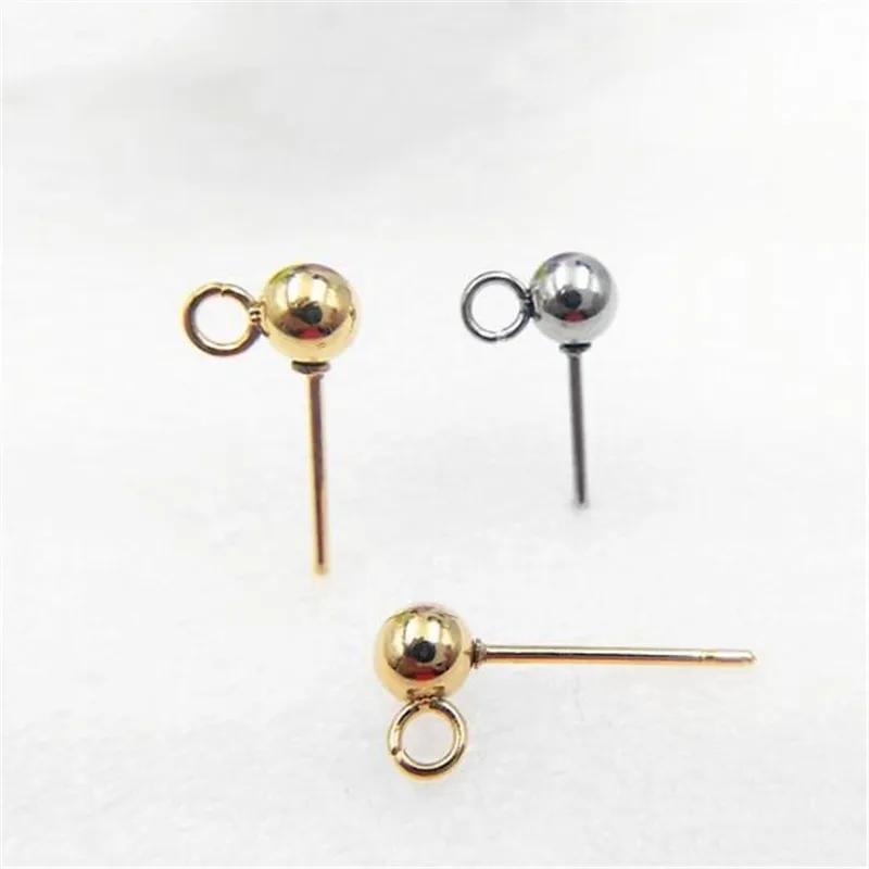 

10pcs 3/4/5/6/8mm Ball Earrings Base Stainless Steel small Earring Post Nails Ear Jewelry Findings for DIY Stud Earrings