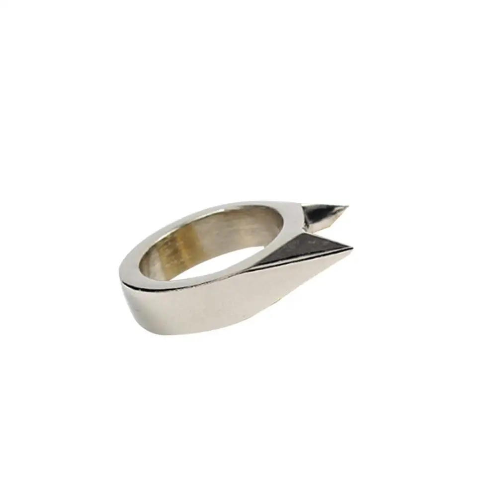 silver Punk Finger Ring Men Women Cool cute Cat Ear Self Defence Pendant Keychain Multifunction Outdoor Survival Tool Jewelry Gifts - Цвет основного камня: silver