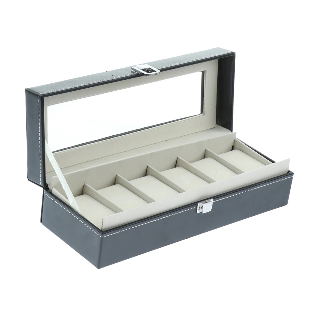 Шикарные часы с 6 слотами держатель коробки наручные дисплей чехол запонки