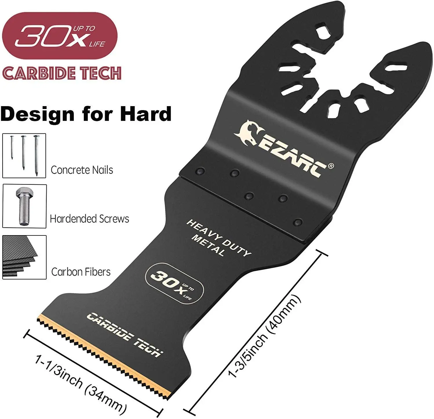 EZARC 3 Pcs Oscillating Tool Blades Carbide Multitool Saw for Hard Material Hardened Metal Nails Bolts and Screws | Инструменты