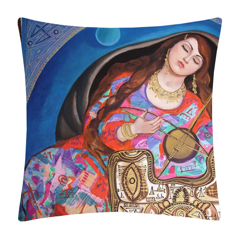 Художественная подушка для девочек и девушек с принтом льняная наволочка