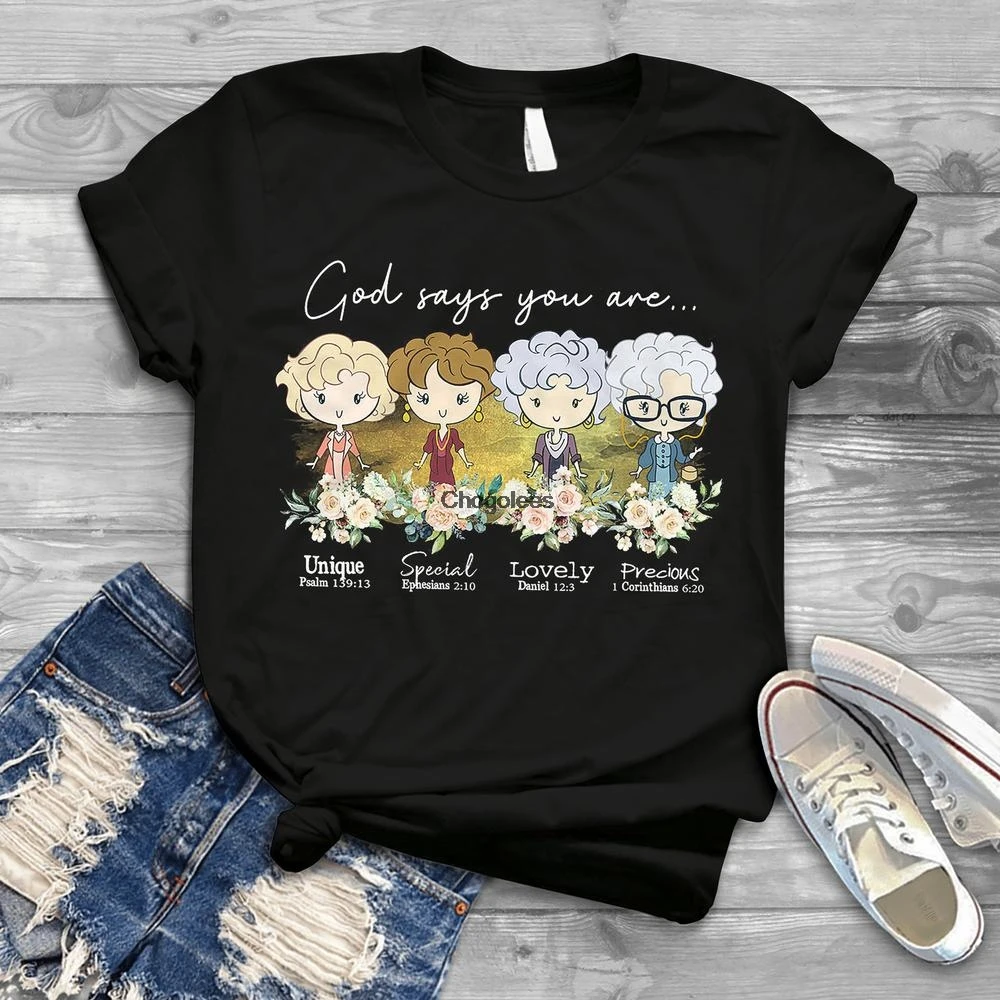 Винтажная футболка с надписью God говорит что вы золотистые девушки Chibi рубашка