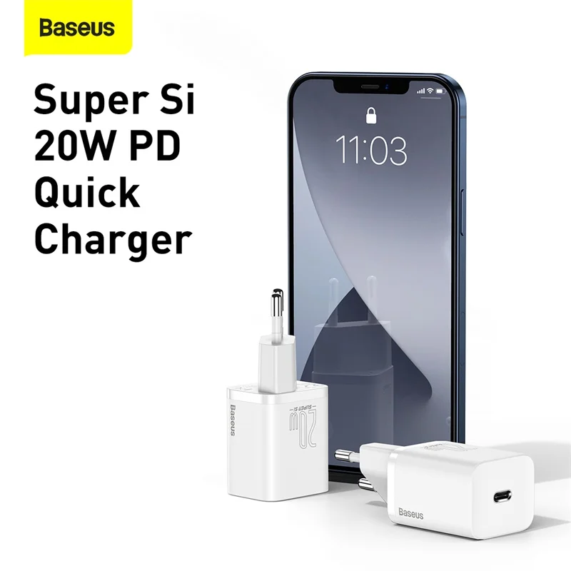 baseus 20w pd mini charger super si quick type c charger for iphone12 11 xs 8 xiaomi se pd3 0 qc3 0 portable travel fast charger free global shipping