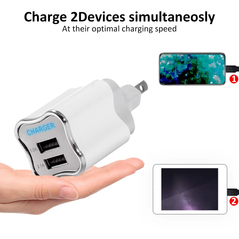 Дорожное мини-зарядное устройство с 2 USB-портами 5 В 1 А | Мобильные телефоны и