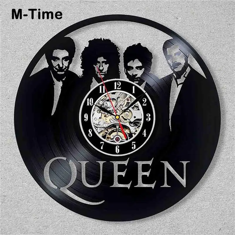 Виниловые настенные часы Queen Rock Band винтажные с 3D наклейкой украшение музыкальной