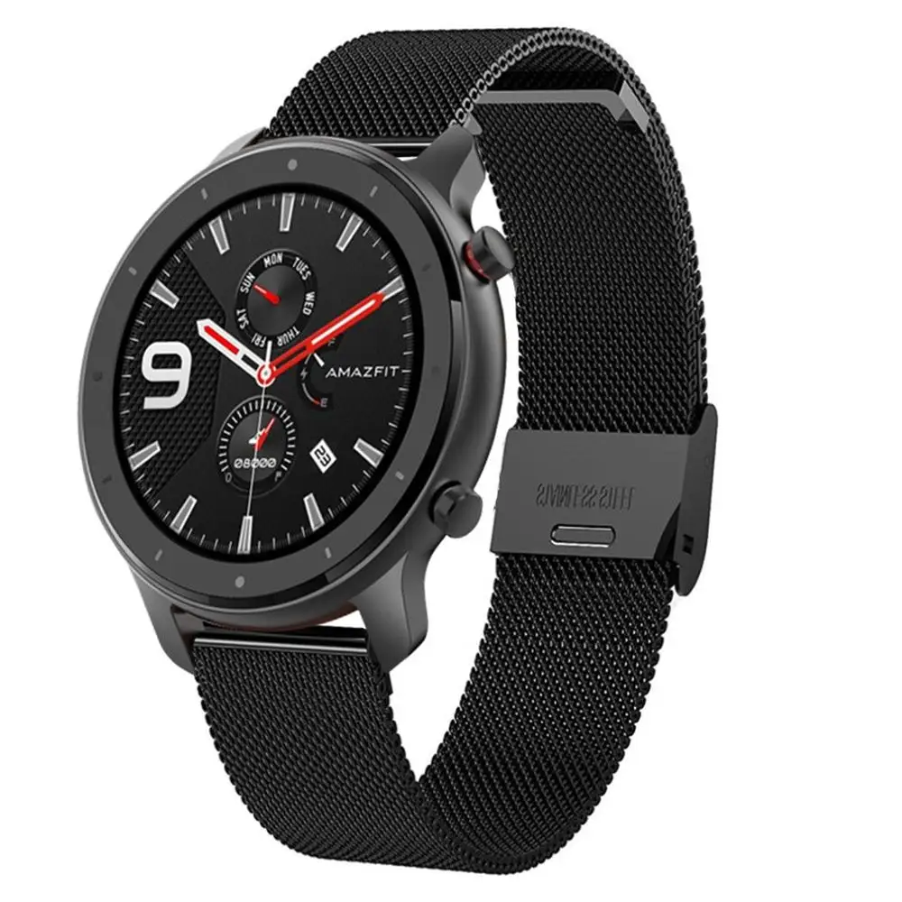 Replacement Watch Band Wrist Straps For Huami AMAZFIT GTR Smart 47mm luxury gift for men watchband black silver | Наручные часы