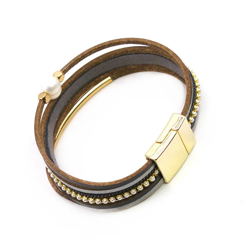 Многослойные жемчужные браслеты D & для женщин металлические шармы модные