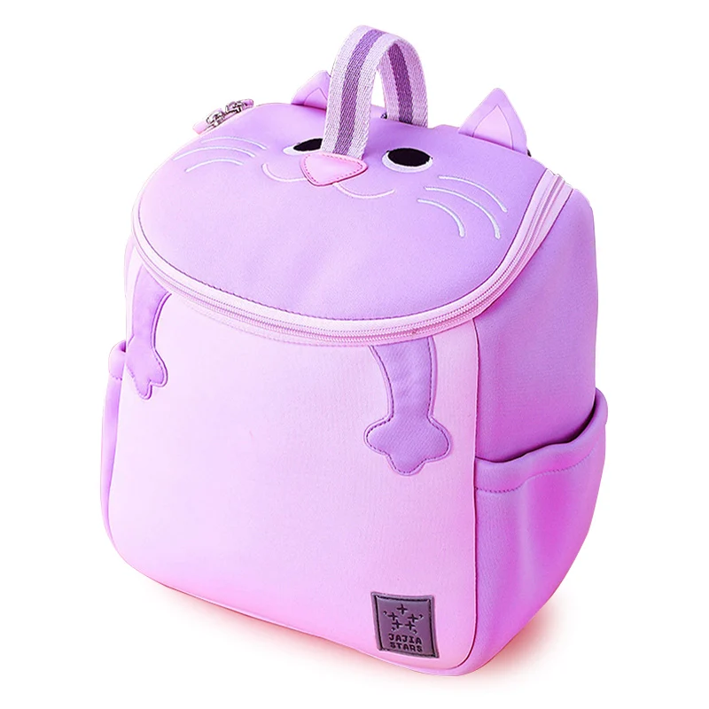 Школьные портфели для девочек и мальчиков с фиолетовым котом, модные детские рюкзаки с милыми животными, лучший подарок