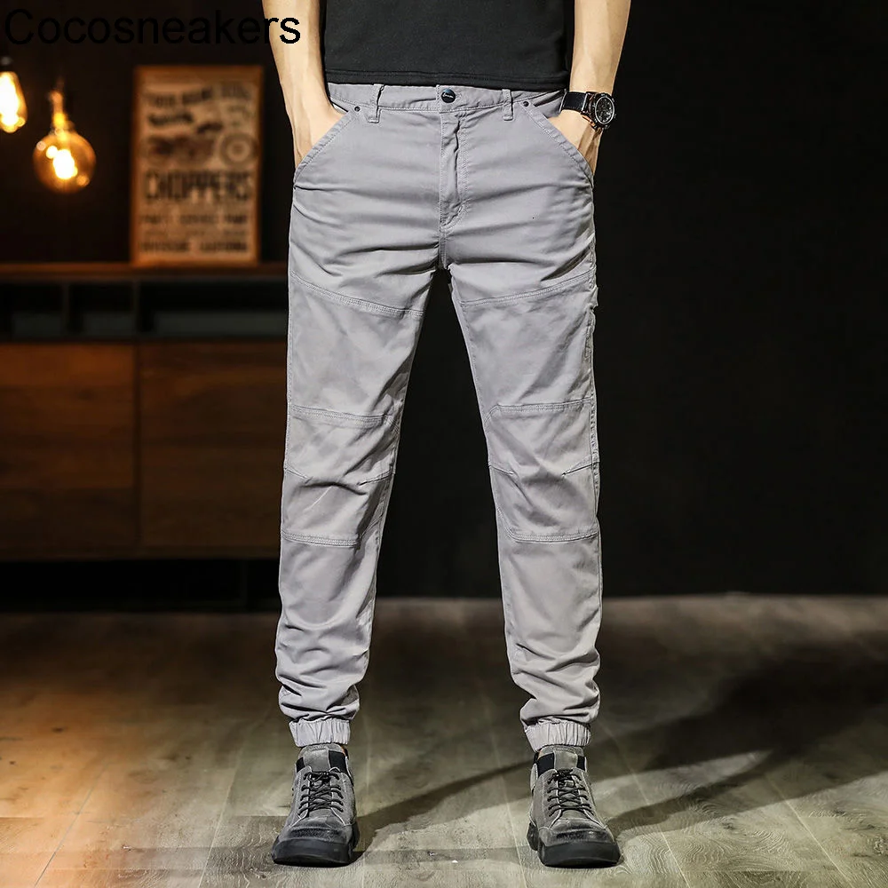 

simple retro men's washing, old versatile elastic work clothes leggings control