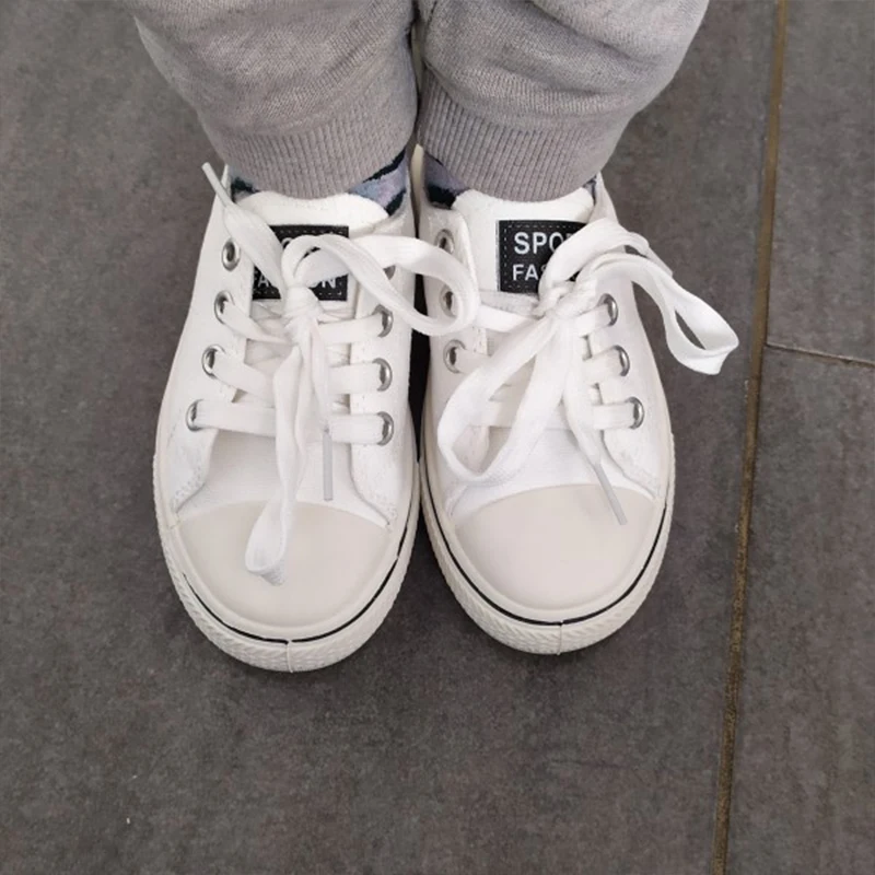 Туфли парусиновые на шнуровке для мальчиков и девочек классические кроссовки