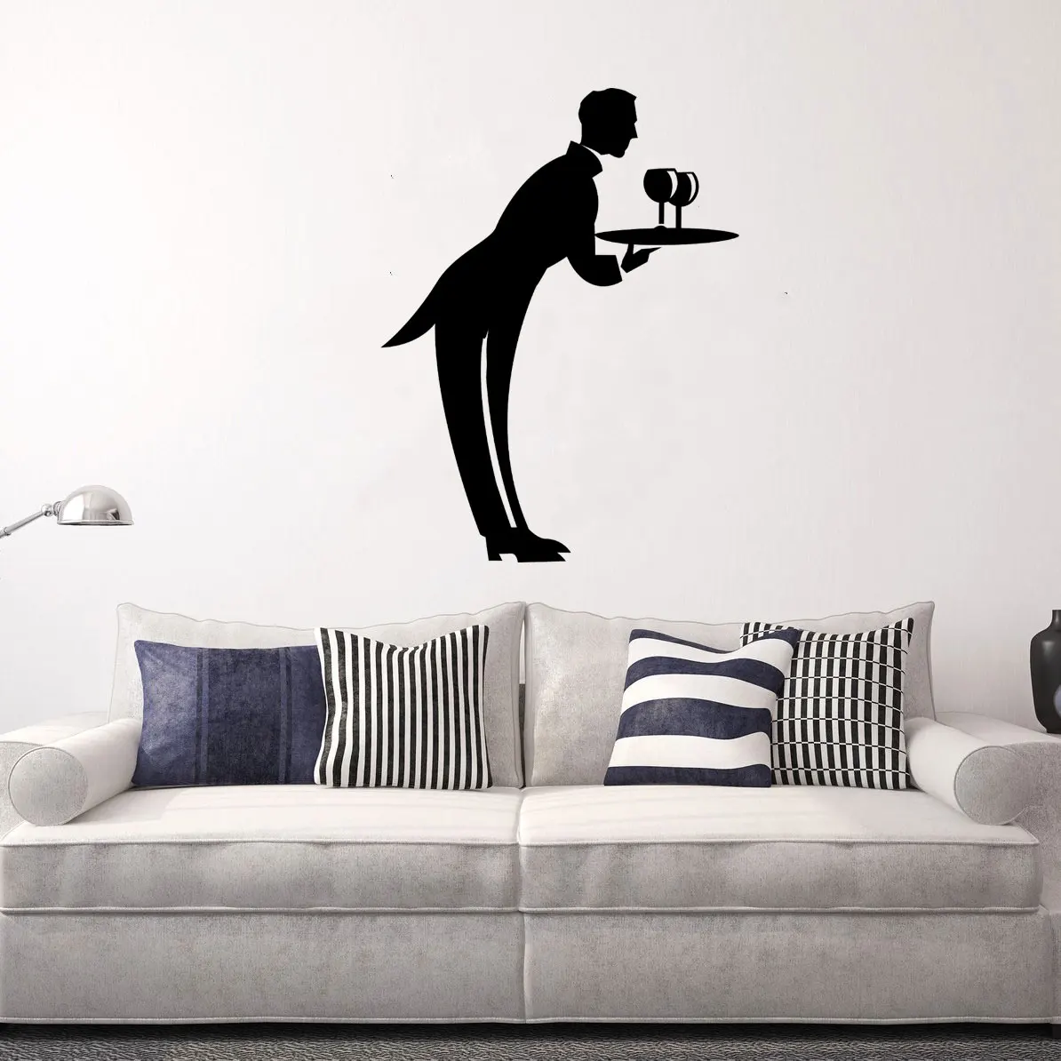 

Tray Glasses Wine Drinks Wall Waiter Restaurant Decals Vinyl Sticker Living Room Home Interior Decoration Mural DW12671