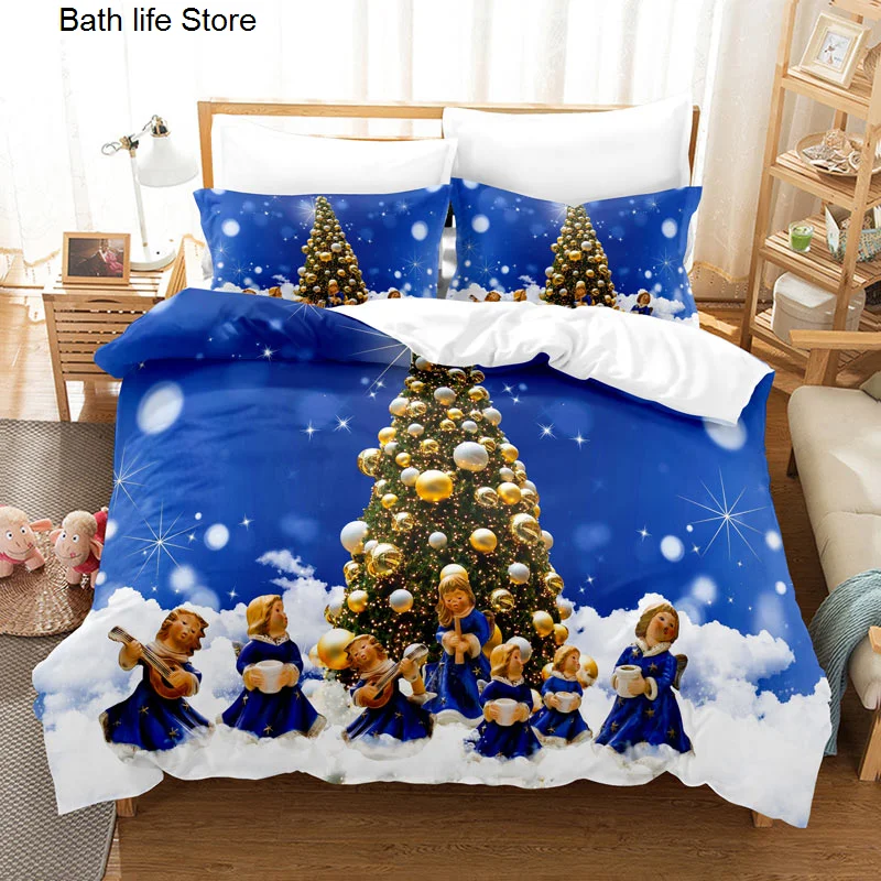 Рождественский Комплект постельного белья пододеяльник одеяло подушка чехол