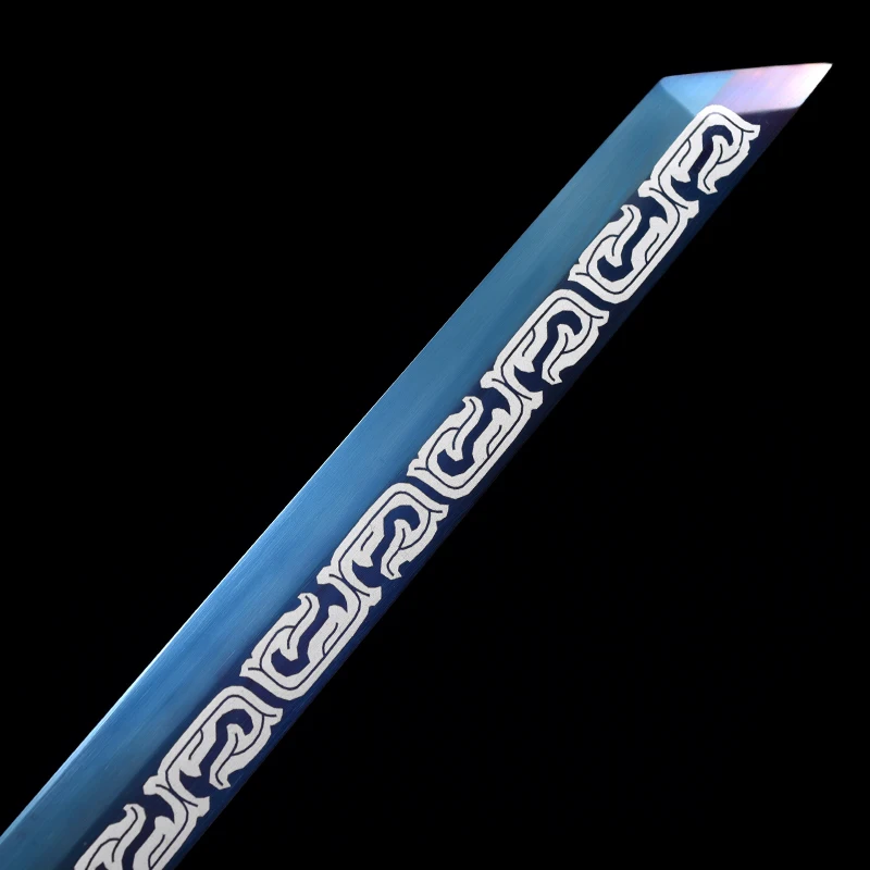 

Real Steel Sword Chinese Traditional Tang Dynasty Sword Handmade 1060 High Carbon Steel Full Tang Blue Blade Sharp Home Decor