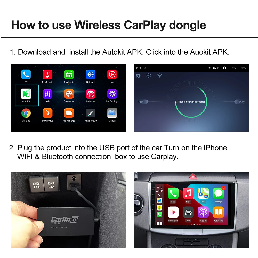 CarlinKit2021 новые аксессуары беспроводной ключ Carplay USB Android автомобильный зеркальный