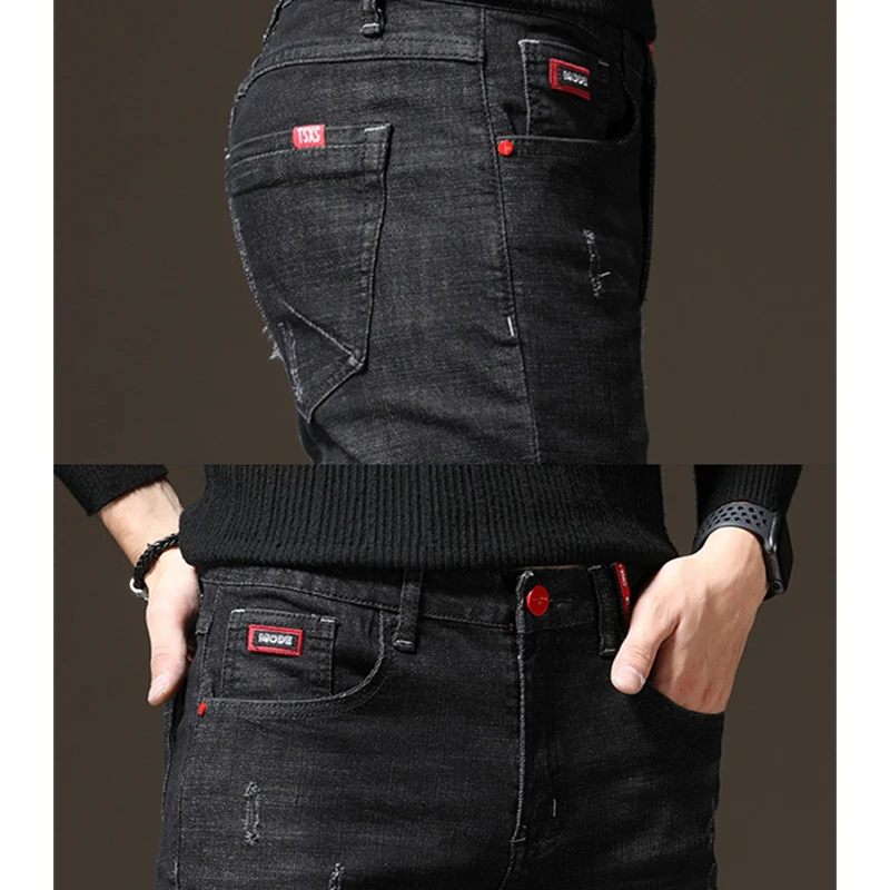 

Mens Jeans 2021 Spring Autumn New Korean Fashion Casual Denim Pants for Man Elastic Skinny Black Jeans Pencil Trousers Clothing