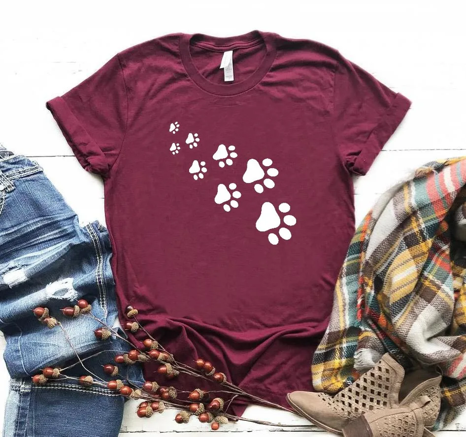 Футболка женская с принтом кошек и лап 6 цветов|t shirt|women tshirtwomen tshirts cotton |