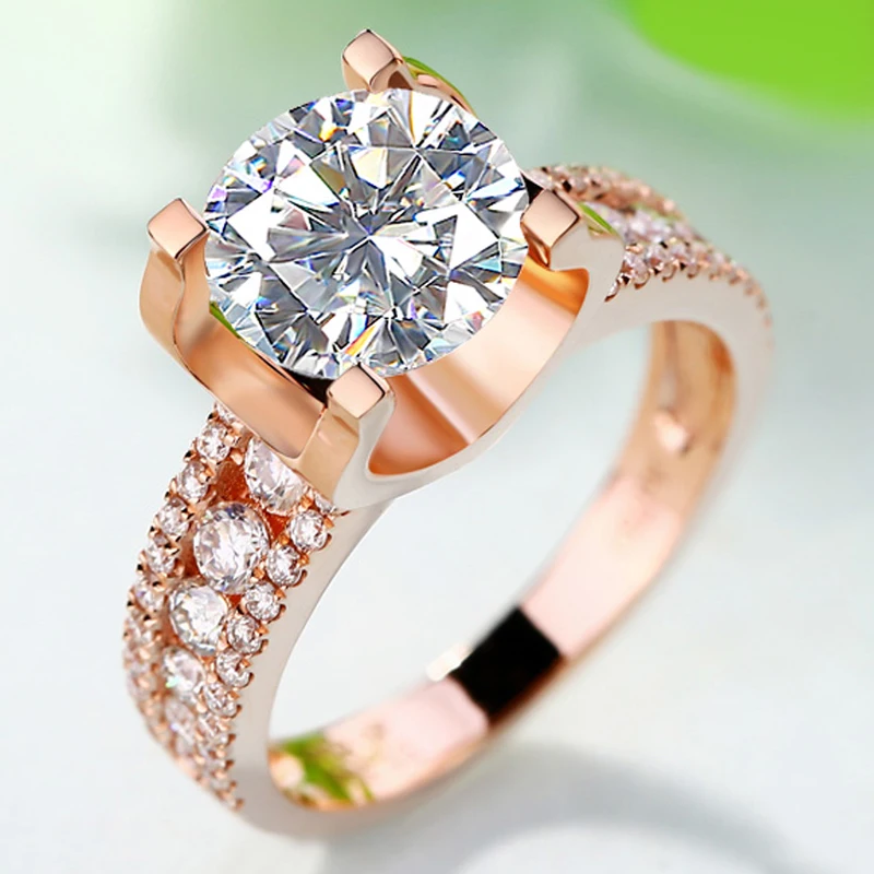 1 карат 18 К розовое золото Муассанит бриллиантовое кольцо роскошное 3 ряда для