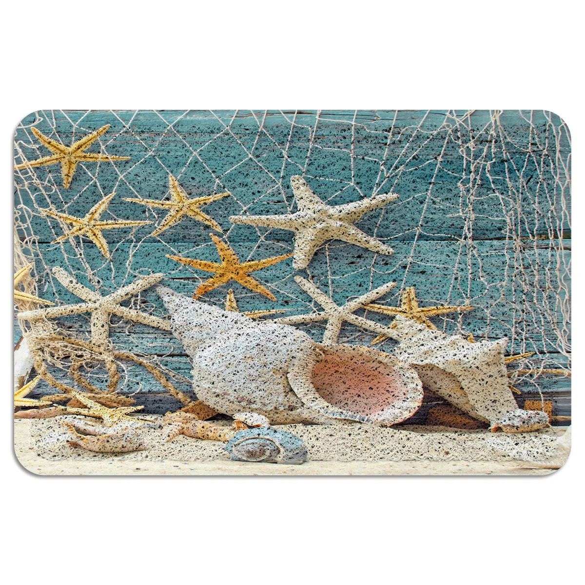 Морской звезды раковины пляжные двери коврик открытый провод петля для ног ковер
