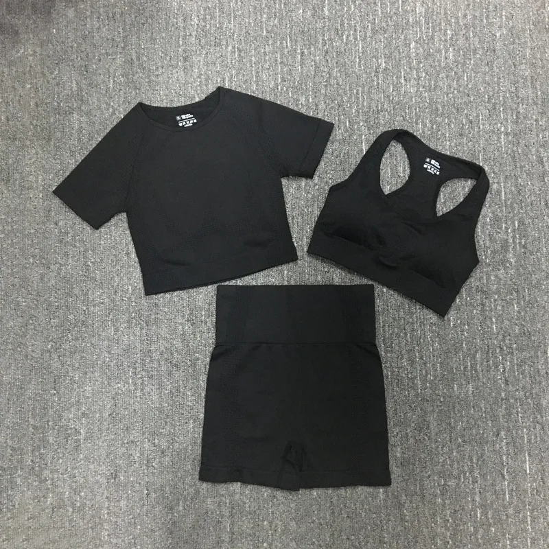 Женский бесшовный комплект для йоги с высокой талией укороченный топ спортивные