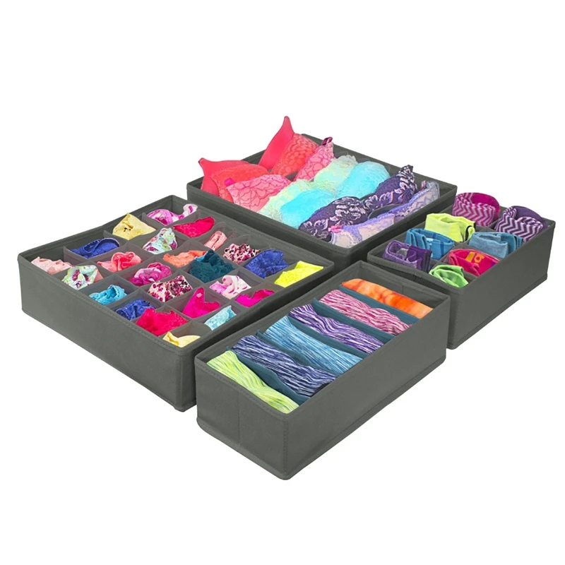 Складной разделитель выдвижных ящиков 4 предмета нижнее белье органайзеры для