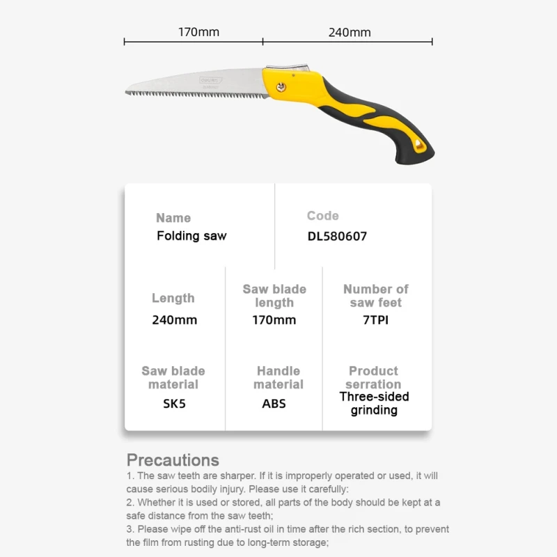 Ручная пила DELI Складная нескользящая ручка складная острая стальная