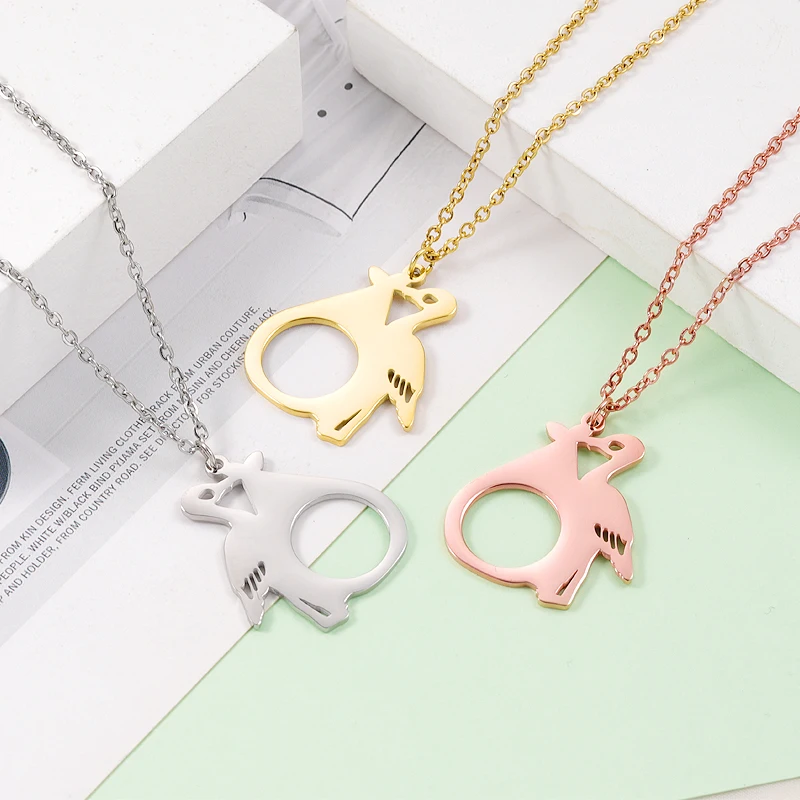 

Цепочка с подвеской в виде фламинго с зеркальной полировкой, ожерелье из нержавеющей стали, цепочка для женщин и мужчин, бижутерия для влюбл...