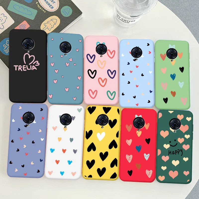

For Vivo Nex 3S Case Protective Phone Shell Frosted Silicone Casing For Vivo Nex 3S Color Heart-Shaped Soft TPU Back Cover