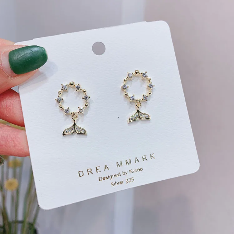 Bohemian Exquisite Crystal Fishtail Earrings For Women Fashion Circle Drop Earring Cute Jewelry Girl | Украшения и аксессуары