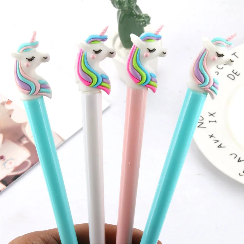 

36 pcs/lot Creative Rainbow Unicorn Gel Pen Cute 0.5 mm black Ink Signature Pens Promotional Gift Office School Supplies