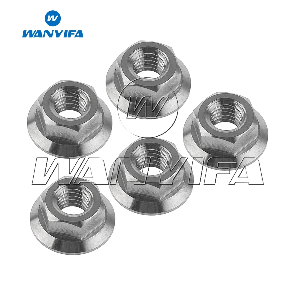 

Гайка Wanyifa Ti M5, Фланцевая гайка для велосипеда, мотоцикла, титановая застежка, 5 шт.