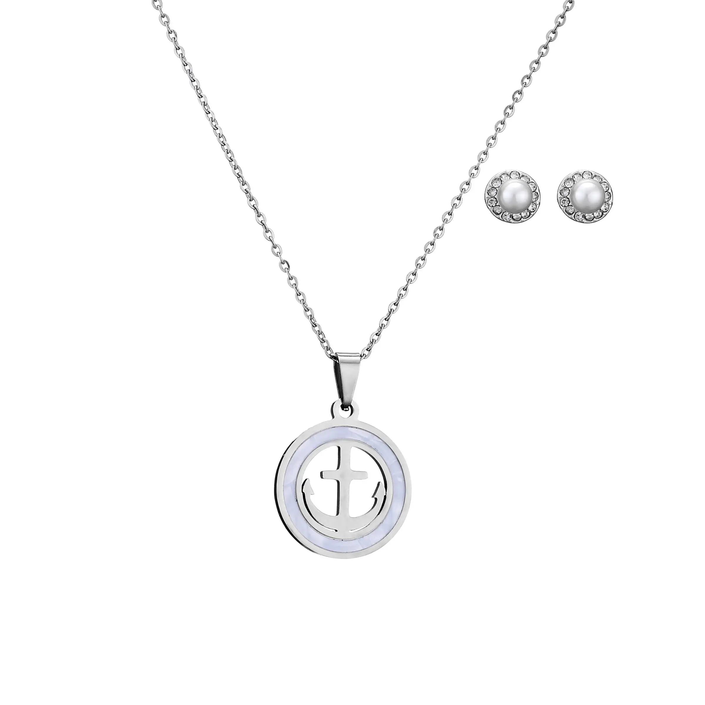 

Ascona Women's Stainless Steel Shell Geometric Necklace Pendant Earrings for Women 2021 Trend Jewelry Jewelry Set