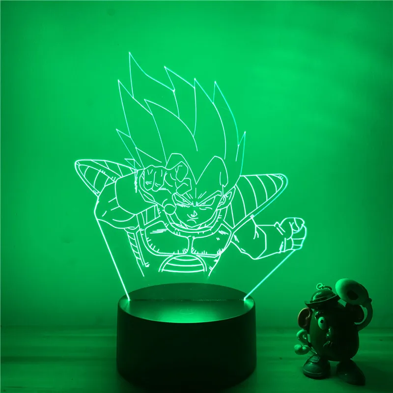 Dragon Ball Z Вегета ГОКу супер сайян, «Жемчуг дракона 3D светодиодный Ночной светильник 7 цветов сенсорный оптический Иллюзия фигурку настольная лампа украшения