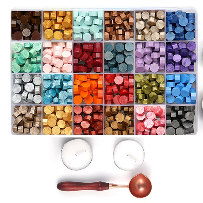 

Sealing Wax Beads Set 600 Pcs Multicolors Octagonal Wax Bead With Storage Case Beads Set For Stamp Envelope Gift Wrapping