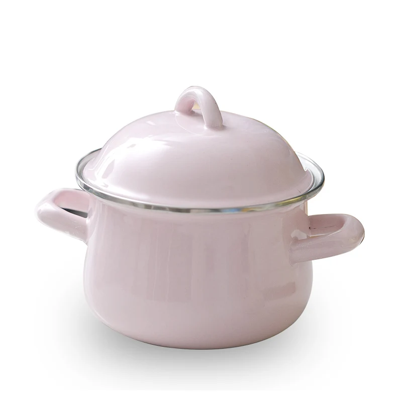 Pink 1.5L Горшок для супа, эмалированный горшок, японская керамика с крышкой, молочная посуда для варки, пароварка, детская еда, мультяшная чашка газовая, индукционная плита - Цвет: Pink 1.5L