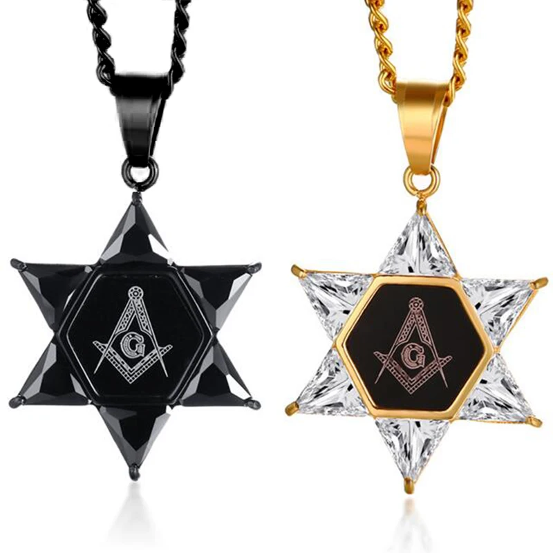 Ожерелье из нержавеющей стали с подвеской в виде звезды Давида|Ожерелья