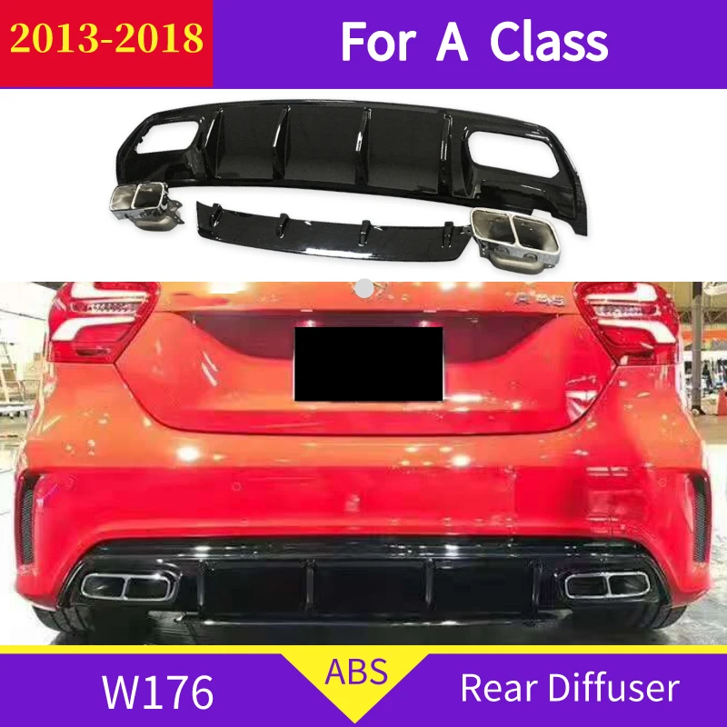 

Задний диффузор для mercedes W176 2013-2018 A Class A180 A200 A260 PP задний бампер губа задняя труба A45 внешний вид выхлопные наконечники