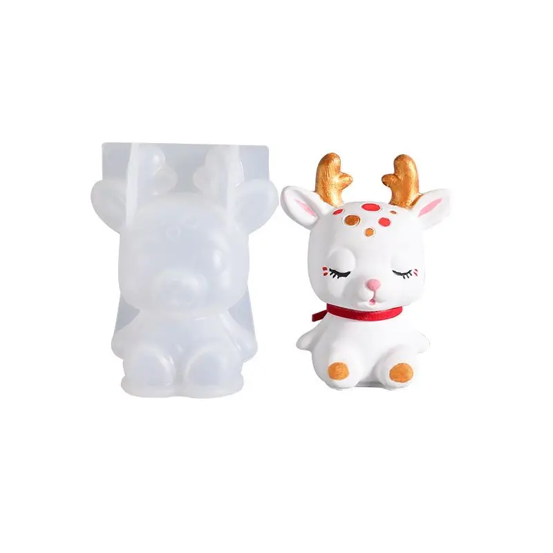 Fawn plaster mold Scented candle Creative manual table setting Christmas deer car decoration silicone | Дом и сад