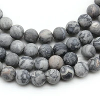 natural a matte grey map stone beads round loose spacer beads for jewelry making diy braceletnecklace 4681012mm 15
