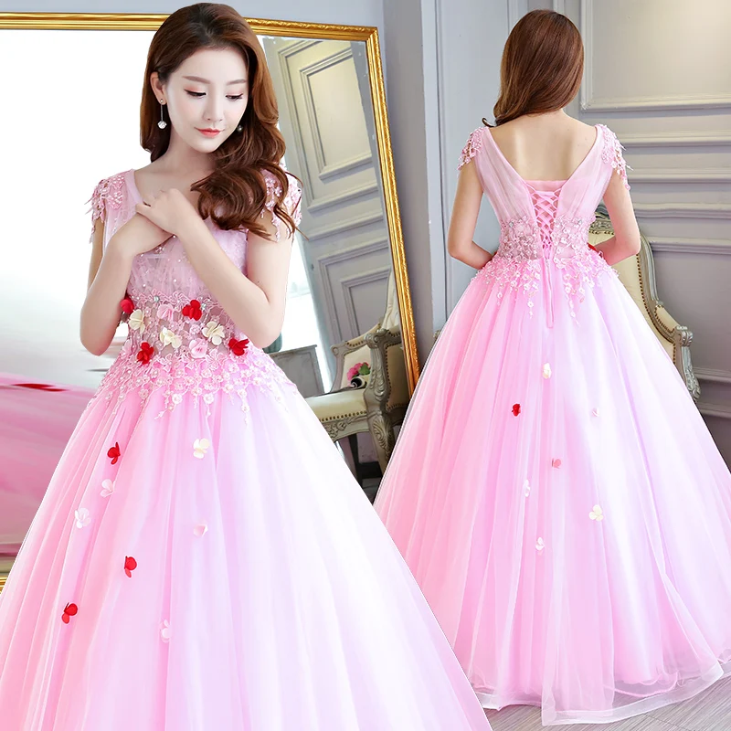 Розовые платья для Quinceanera с аппликацией и бисером торжества разноцветные Бальные