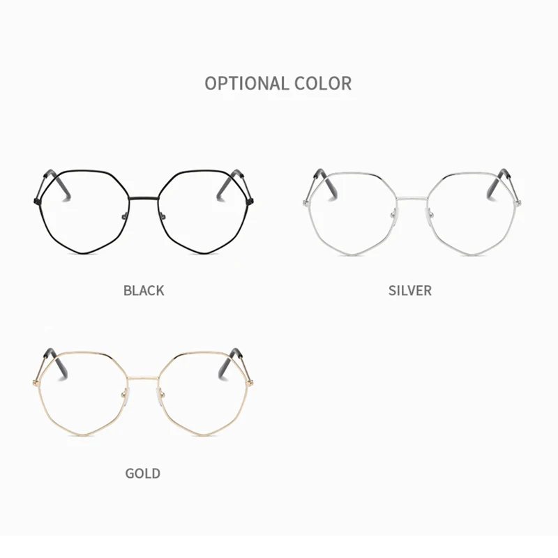 Винтажные большие шестигранные очки SAOIOAS ретро в металлической оправе с