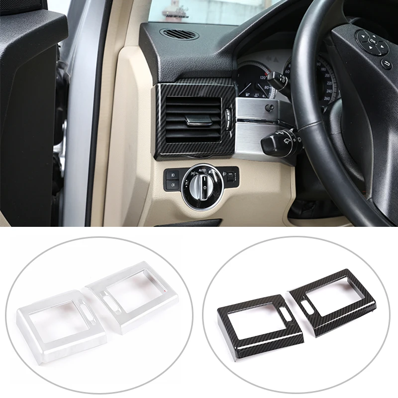 

2 Pcs For Mercedes benz GLK Class X204 2008-2012 ABS Chrome Carbon Fiber Car Side Air Conditioning Outlet Vent Frame Accessories