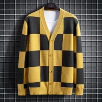 new style mens knitted cardigan fashion stitching autumn thin sweater outerwear
