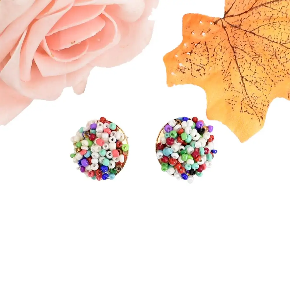 Богемные красочные серьги гвоздики из полимерных бусин для женщин и девушек