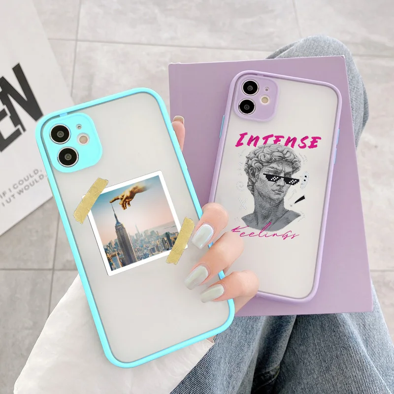 

David Art Funny Pattern Case For iPhone 6s 7 8 Plus SE 2020 12 mini 11 Pro Max X XS MAX XR Hard PC Shockproof Phone Cover Fundas