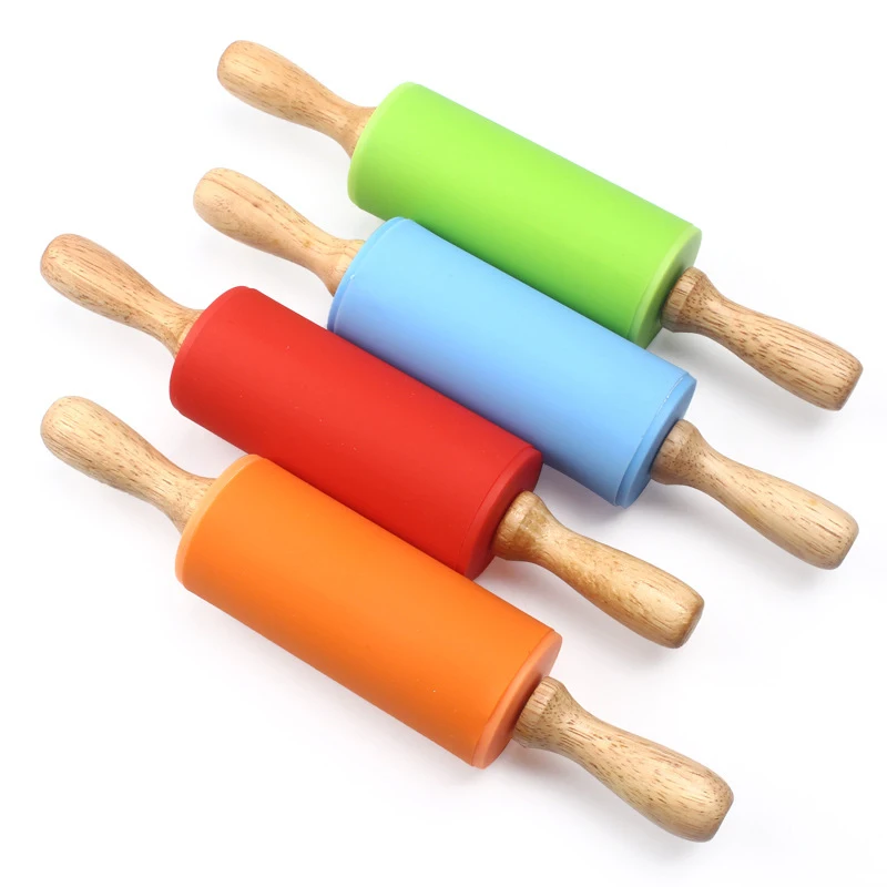 

4-inch Children's Rolling Pin Wooden Handle Rolling Pin Baking Tool DIY Handmade Cookies Dumpling Stick Safe Dough Stick Roller