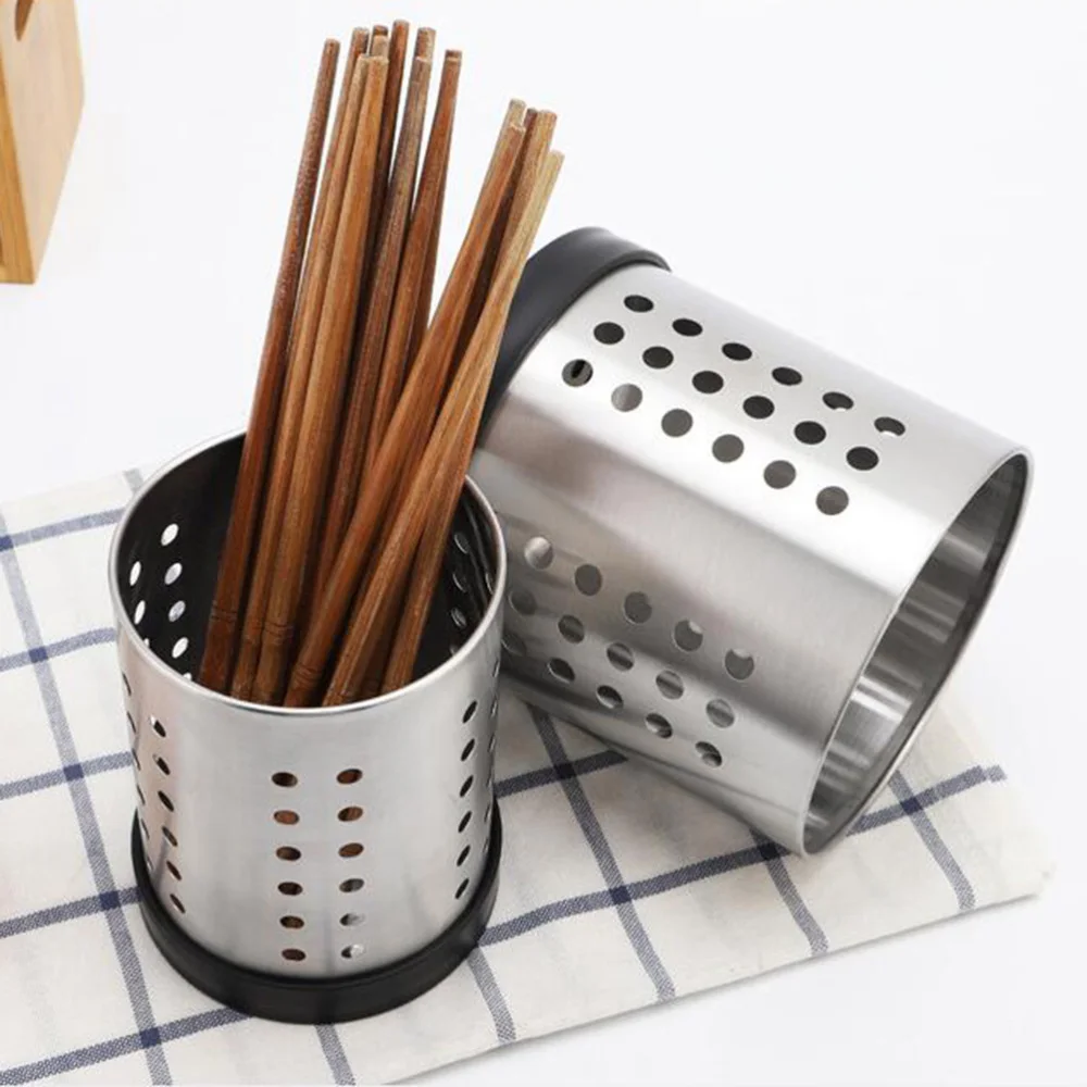 

Stainless Steel Chopsticks Holder Kitchen Utensil Caddy Tableware Drying Organizer with Removable Base